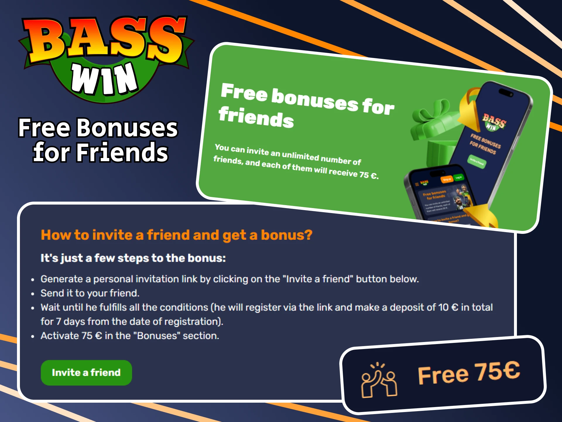 Invite your friends and earn bonuses on the official Basswin platform.