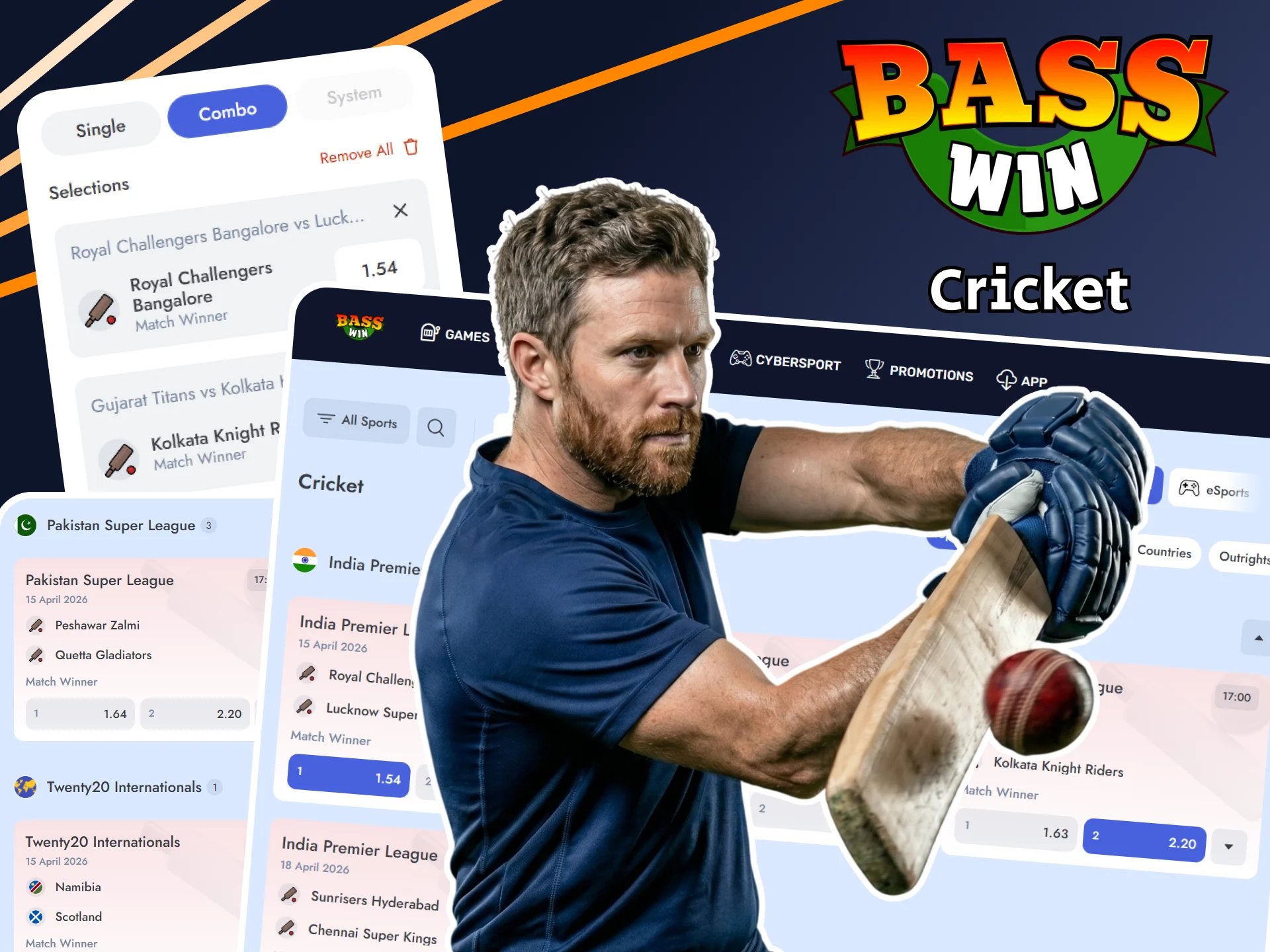 You can place bets on cricket matches at Basswin.