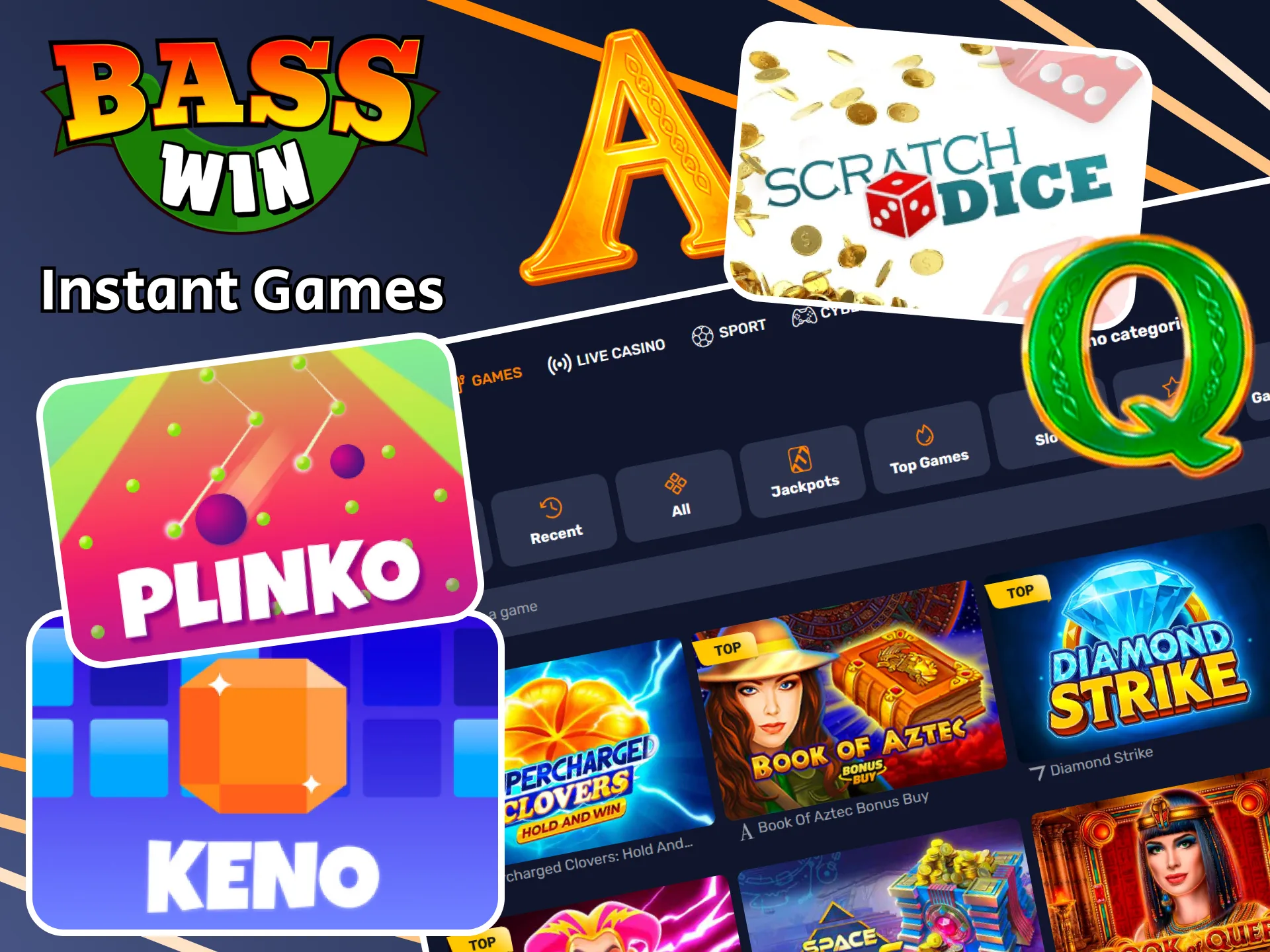 Discover the Instant Games section on the Basswin platform.