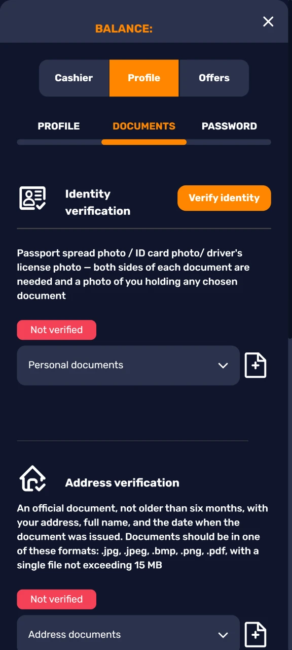 Verify your Basswin account to withdraw funds.